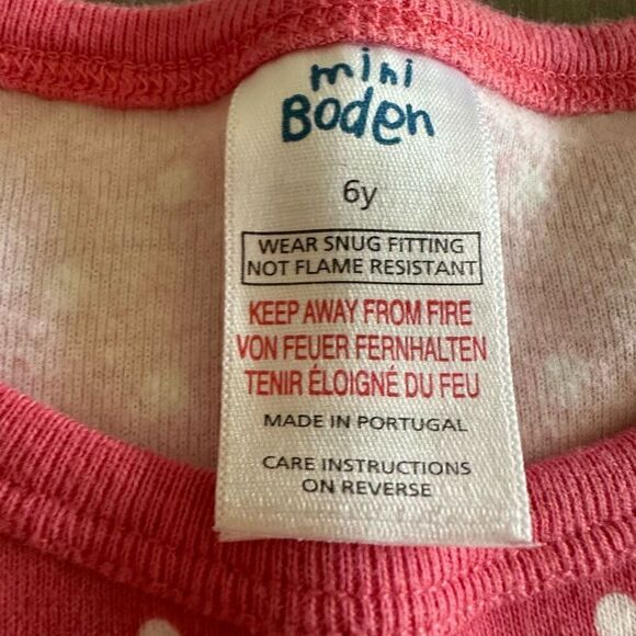 Mini Boden size 6 Pink Polka Dot Long John Pajama TOP ONLY - Picture 3 of 5